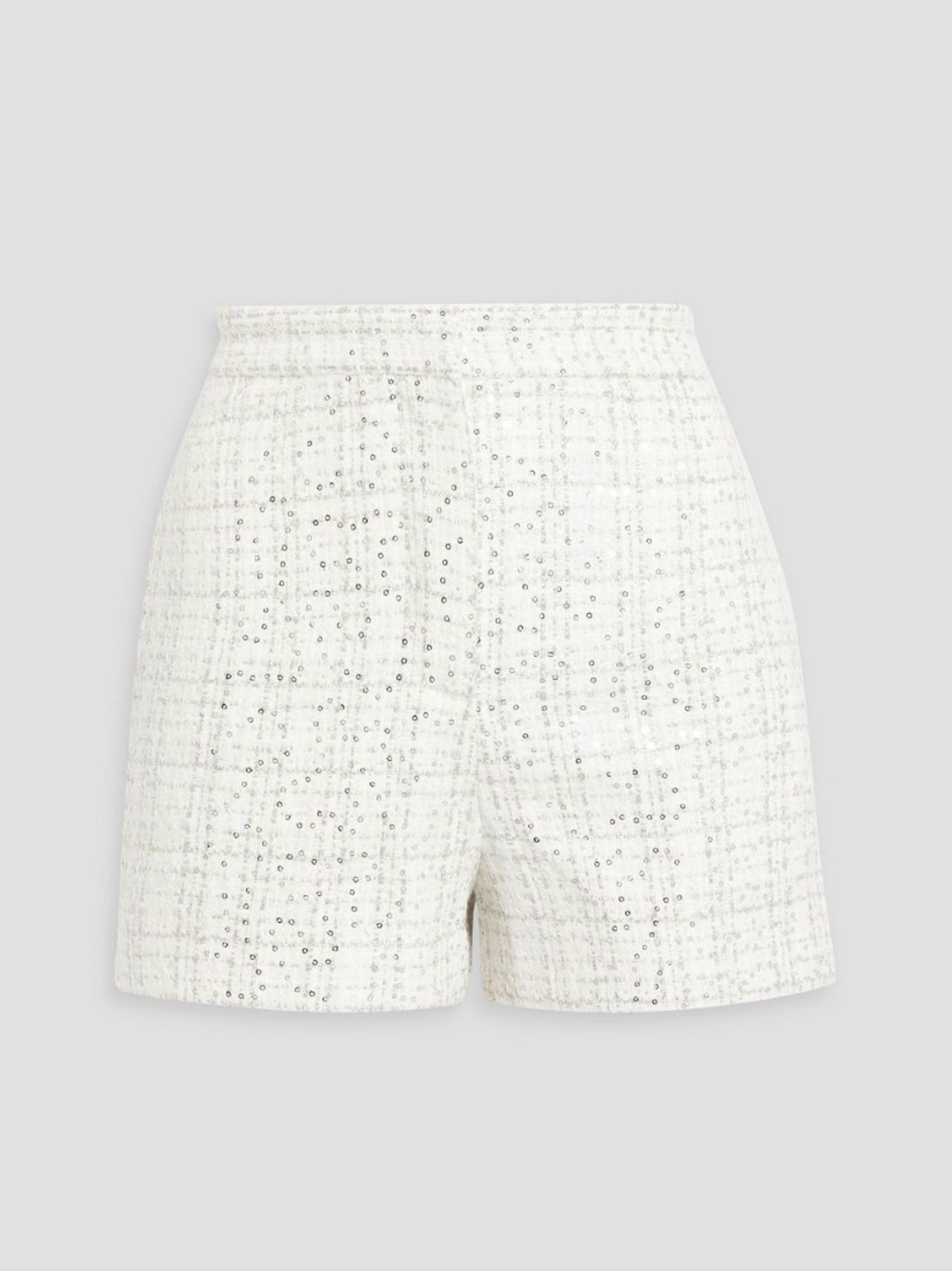 Maje White Tweed Sequin Embellished Shorts, Size 36